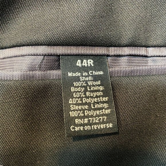 Apt 9 Blazer Jacket 44R Men 100% Wool Modern Fit Black 2-Button Career Occassion - Picture 8 of 9